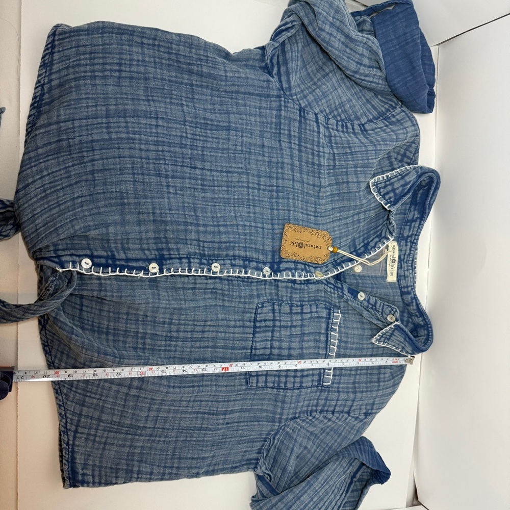 NWT Natural Life Blue Shirt with White Trim - Picture 7 of 8